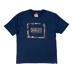 Hurley Men's Short Sleeve Classic Crew Neck Graphic T-Shirt Coastal Blue S